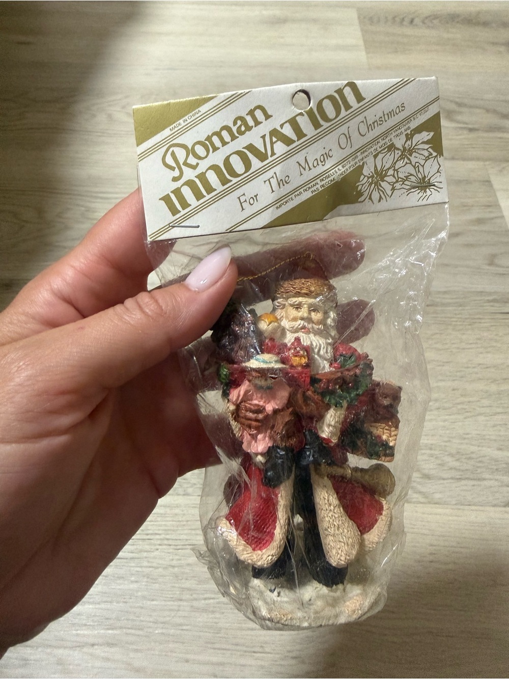 Vtg Roman Innovation Santa Claus Toys Christmas Resin Figurine Painted Ornament